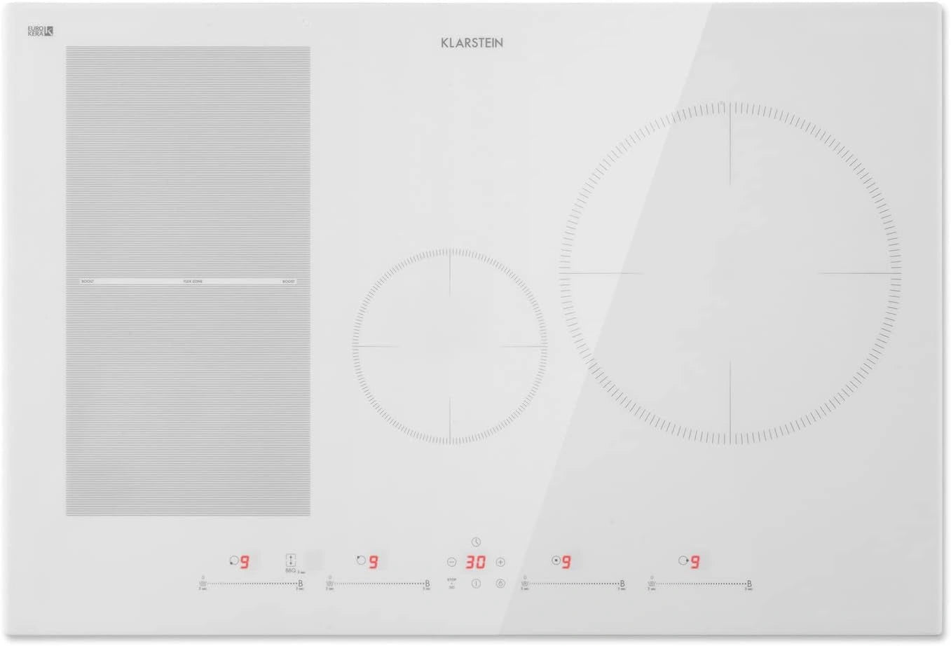 Table de Cuisson à Induction KLARSTEIN Delicatessa, 4 Zones, 7000W, Vitrocéramique 80cm, Blanc Mat