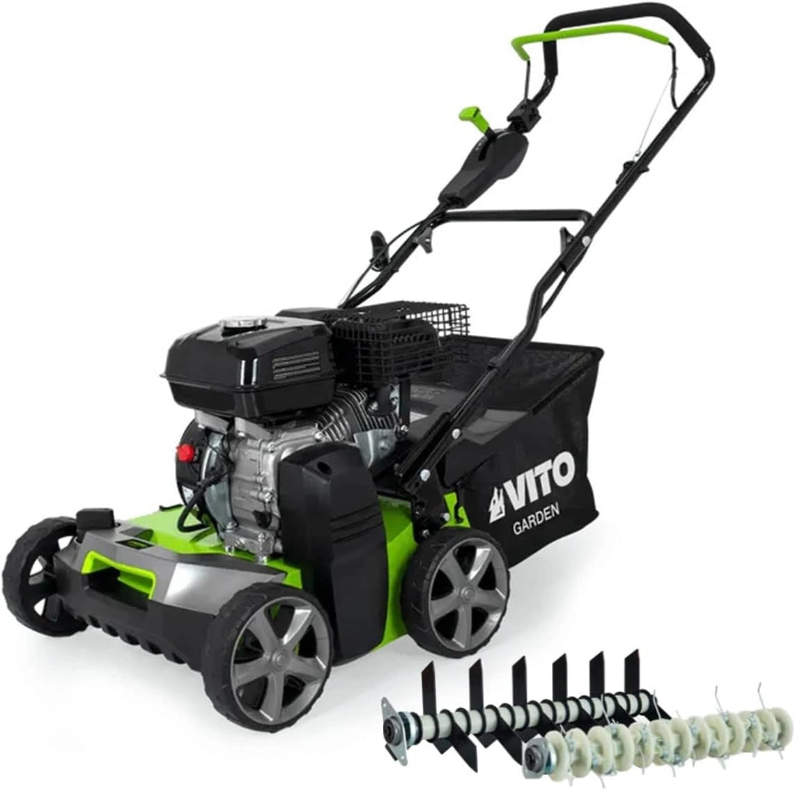 Scarificateur Thermique à Essence 5,4 CV pour Pelouse de 2000 m², Largeur 40 cm, Réglage Facile, Bac de 45 L