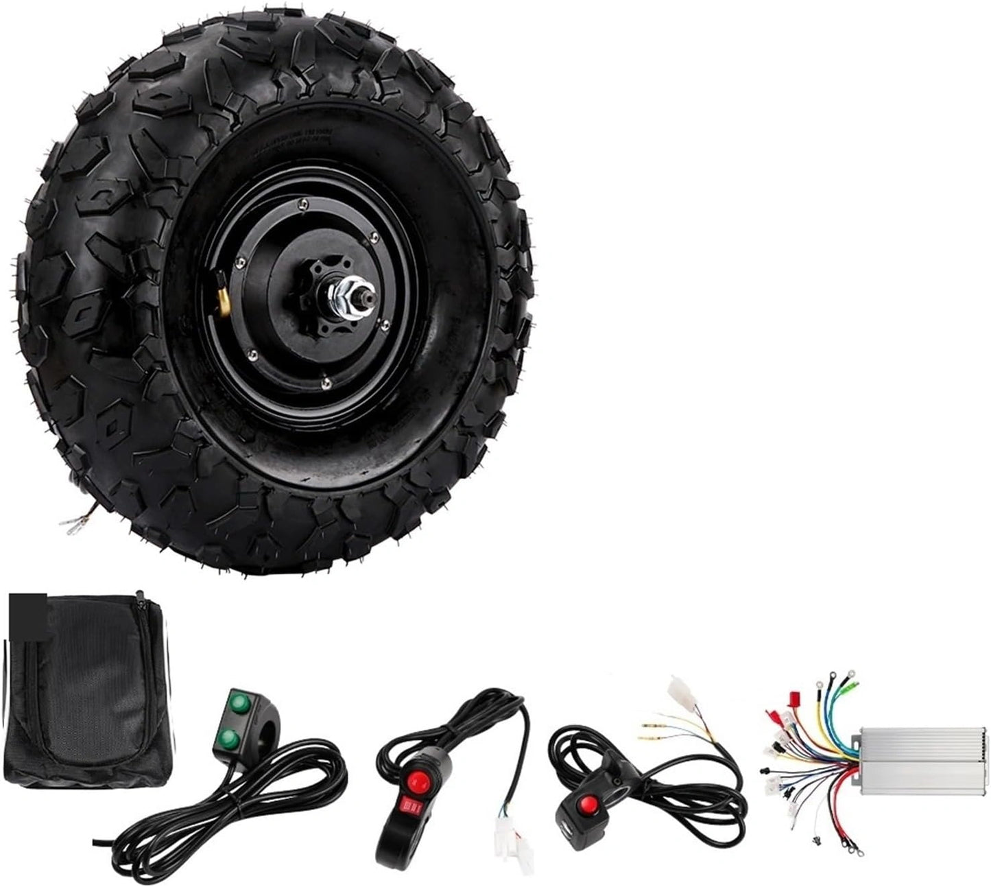 Brouette Électrique Tout-Terrain Puissante avec Moteur Sans Balais, Taille 14,5 Pouces, Options 24V-48V, Puissance jusqu'à 500W
