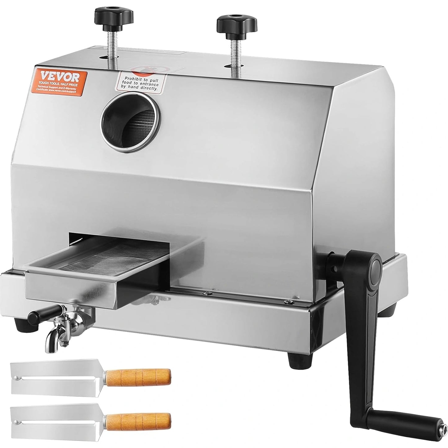 VEVOR Presse à Jus de Canne à Sucre Manuel en Acier Inoxydable 50 kg/h avec 3 Rouleaux pour Usage Domestique et Professionnel