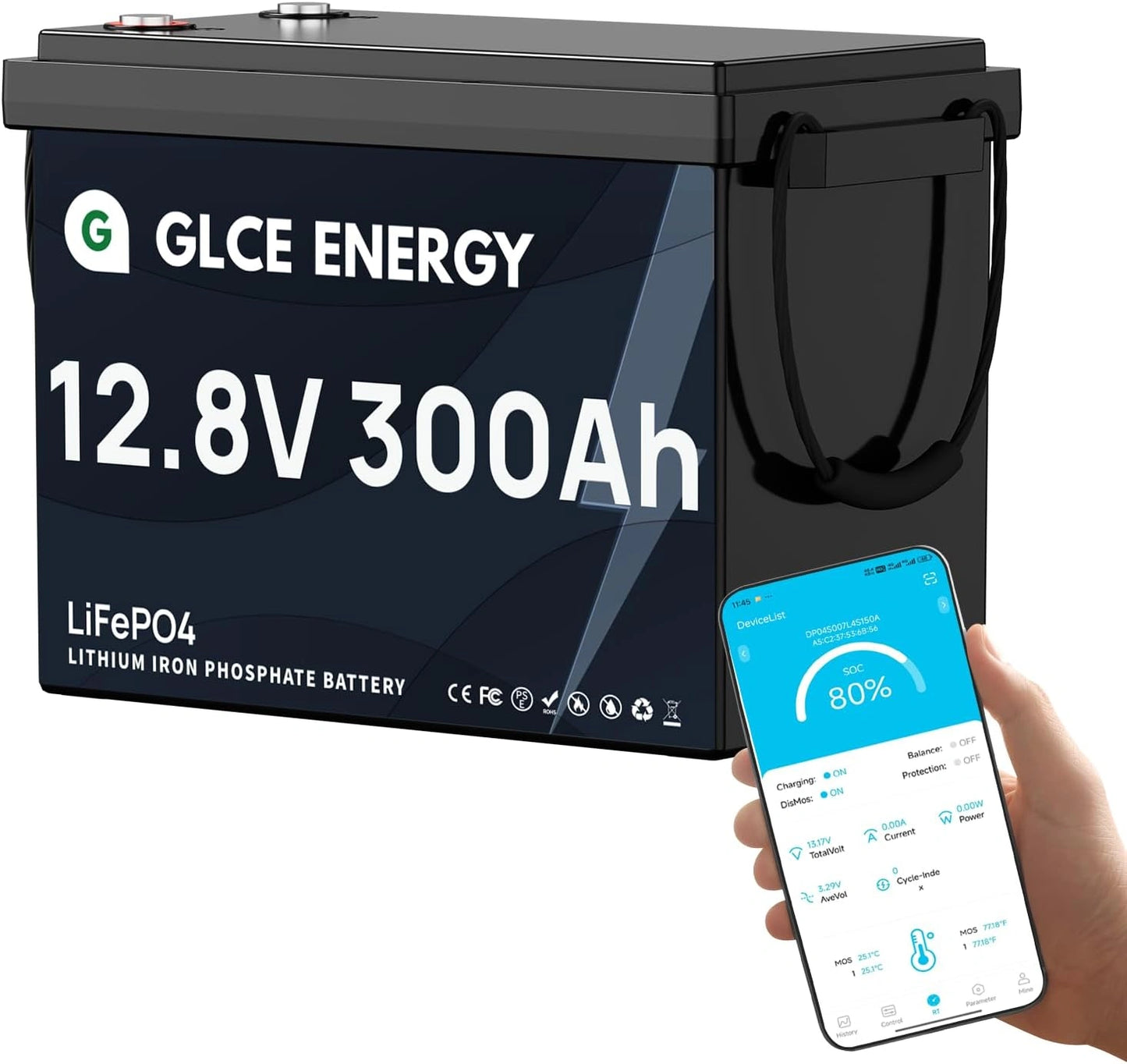 Batterie LiFePO4 12V 300Ah avec Bluetooth et BMS 200A, 3840Wh, 4500 à 15000 cycles pour Camping-Car, Énergie Solaire, Hors Réseau et Secours