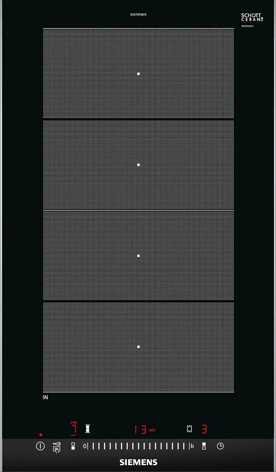 Plaque de Cuisson à Induction Siemens EX375FXB1E, 2 Zones, 30.2x52 cm