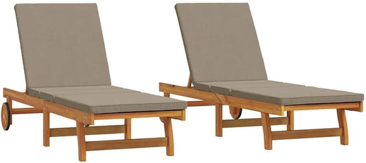 Chaise Longue Double en Bois d'Acacia Massif Marron, Réglable et Confortable pour Jardin