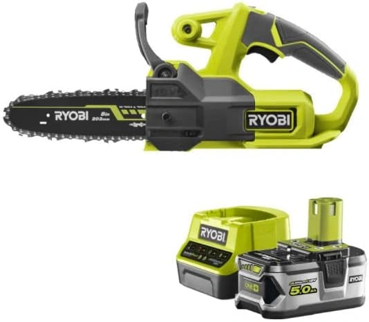 Ensemble Tronçonneuse RYOBI 18V One+ avec Batterie 5.0Ah et Chargeur Rapide