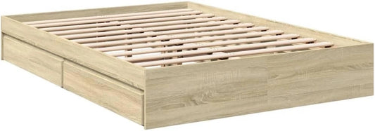 Cadre de lit avec tiroirs en chêne Sonoma 140x190 cm - Structure robuste