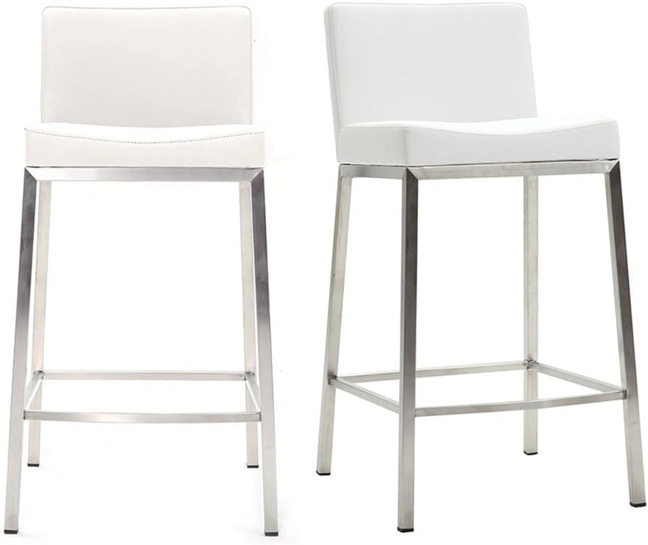 Tabourets de Bar Design Blanc, 66 cm, Lot de 2 - Modèle Epsilon par Miliboo