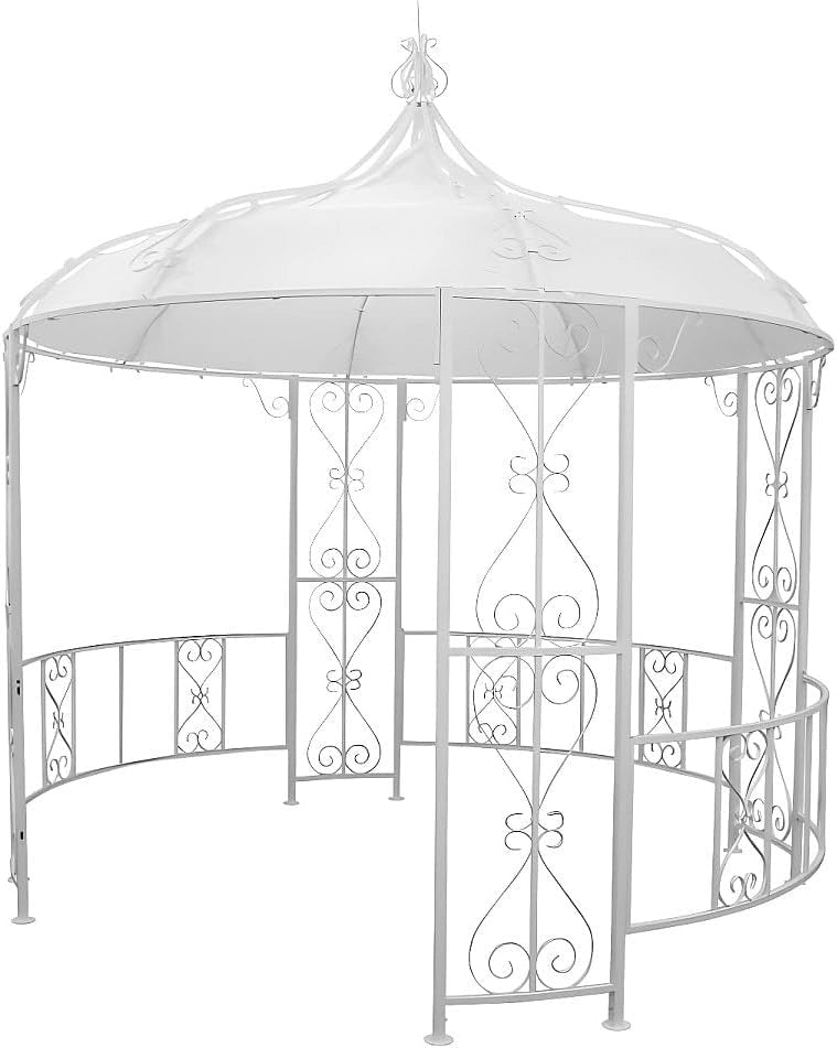 Kiosque de Jardin en Métal Style Fer Forgé 300 cm x 305 cm Blanc - TILCARA