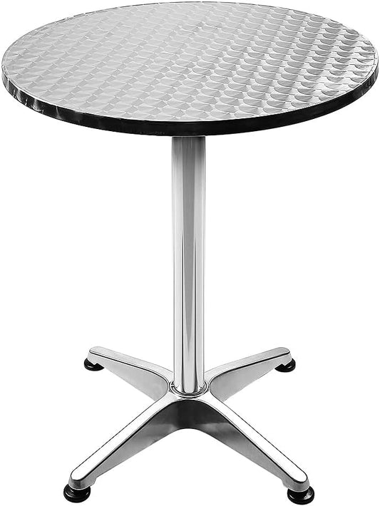 Table de Bistrot de Jardin Résistante, Acier Inoxydable, Hauteur Réglable 70-110cm
