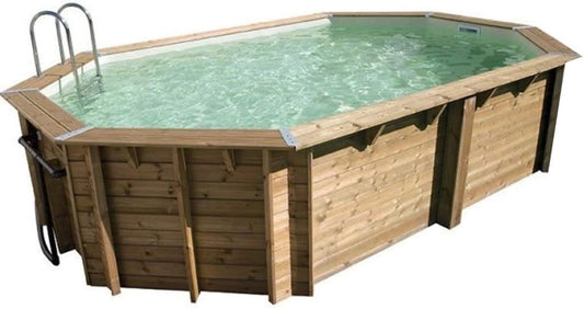 Piscine en Bois UBBINK AZURA 5,50 x 3,55 x 1,20 m avec Liner Bleu