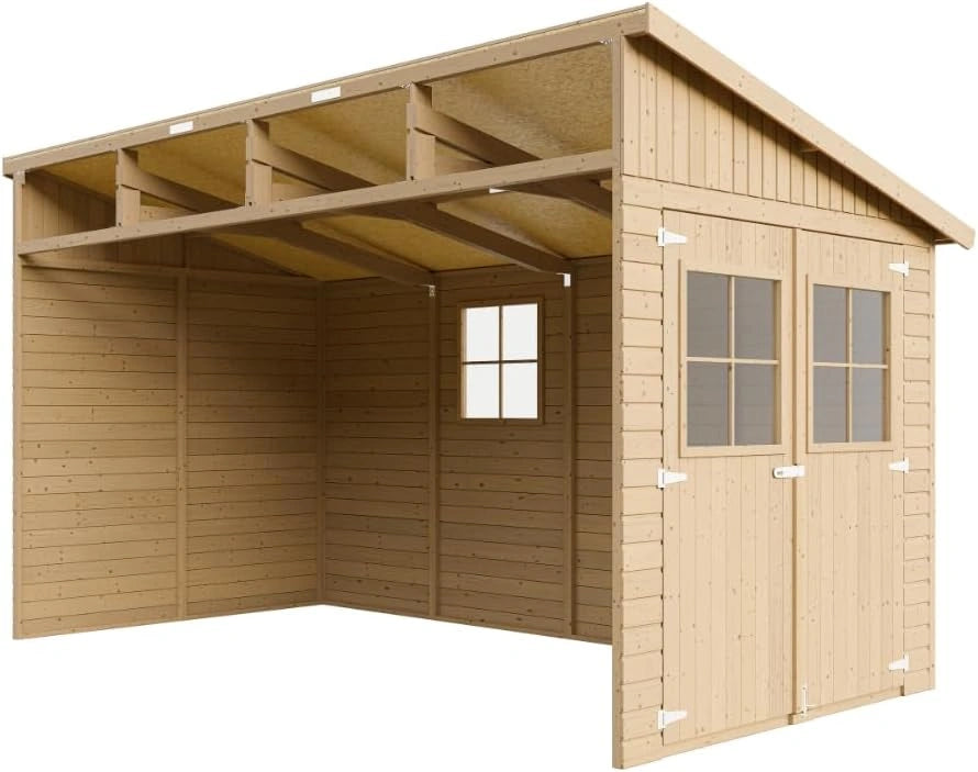 Abri de Jardin en Bois avec Fenêtres - 8 m² H243x216x416 cm