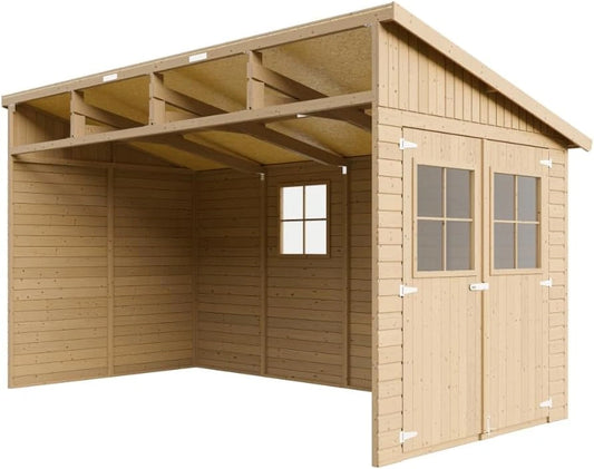 Abri de Jardin en Bois avec Fenêtres - 8 m² H243x216x416 cm