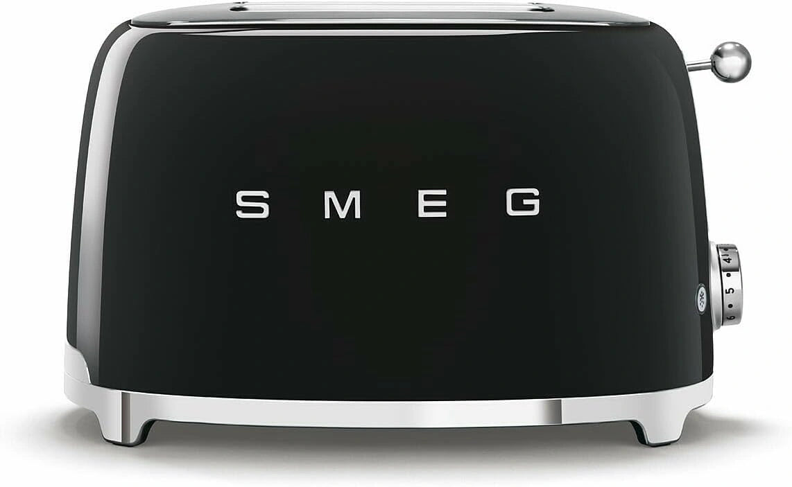 Grille-pain Smeg 2 Tranches Noir, 950W, 6 Niveaux, Fonction Bagel et Décongélation