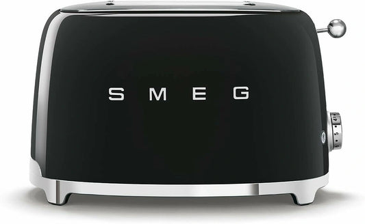 Grille-pain Smeg 2 Tranches Noir, 950W, 6 Niveaux, Fonction Bagel et Décongélation