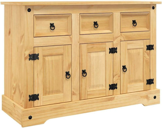Buffet en Bois Massif de Pin Mexicain Marron 112x44x78 cm pour Salle à Manger