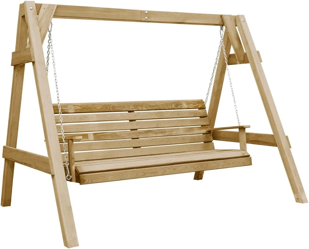 Balancelle de Jardin en Bois de Pin avec Toit, 205x150x157 cm, pour Terrasse et Extérieur