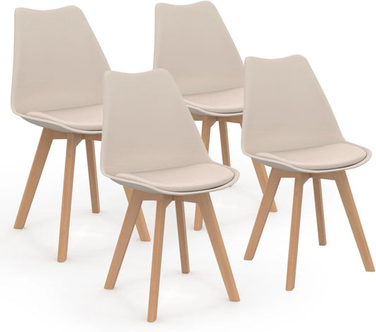 Lot de 4 Chaises Scandinaves SARA Beige pour Salle à Manger Moderne