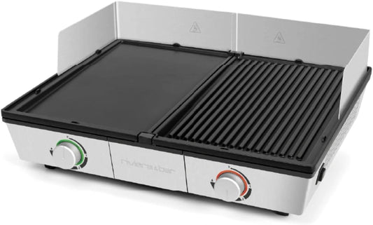 Gril Plancha Professionnel Bi-Zone en Inox - Cuisson Réglable 1910 cm²
