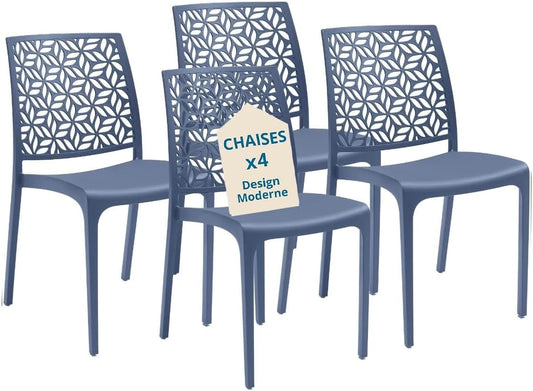 Tomaino - Lot de 6 chaises empilables en plastique avec accoudoirs pour cuisine et extérieur
