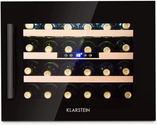 Klarstein Cave à Vin Encastrable 57L, Armoire à Vin avec Porte en Verre, Zone Unique, pour 24 Bouteilles
