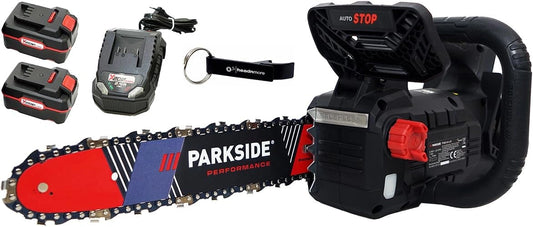 Tronçonneuse sans Fil 40V avec Batteries 2x4Ah et Porte-clés - Parkside Performance