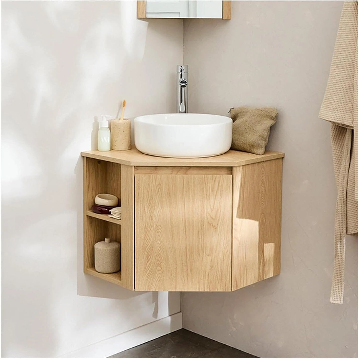 Meuble de Salle de Bain d'Angle Sorrento avec Vasque Blanche