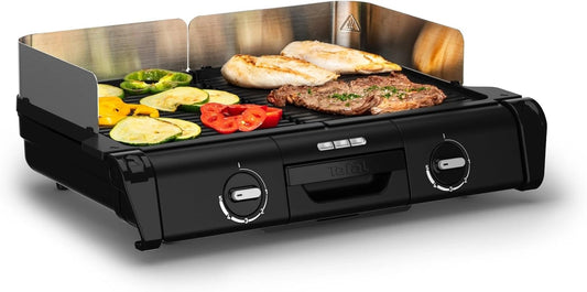 Tefal Barbecue Électrique XL 2400W, Double Thermostat, Intérieur/Extérieur, Surfaces Lavables Lave-Vaisselle TG800N10
