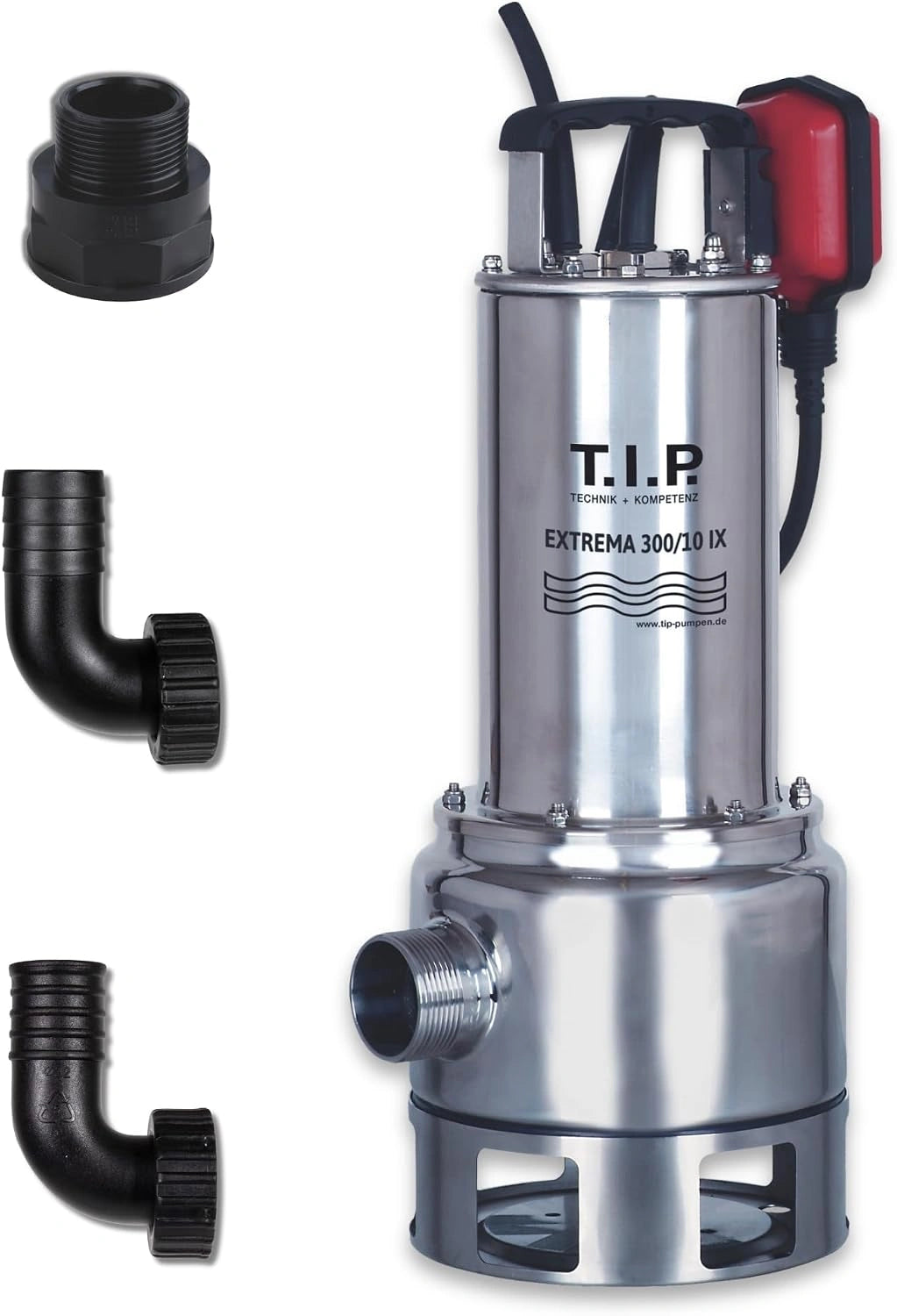 Pompe Submersible Extrema 300/10 IX pour Eaux Usées - Débit 19500 l/h, Résistante à 50°C, Hauteur 10,5 m, 1200 W Inox