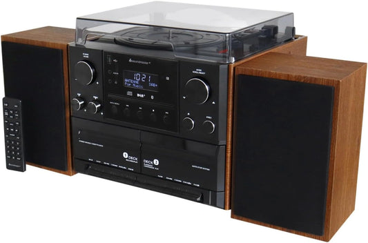 Chaîne Hi-Fi Soundmaster MCD5600BR: Platine Vinyle, DAB+, Double Cassette, CD, USB, MP3, Bluetooth