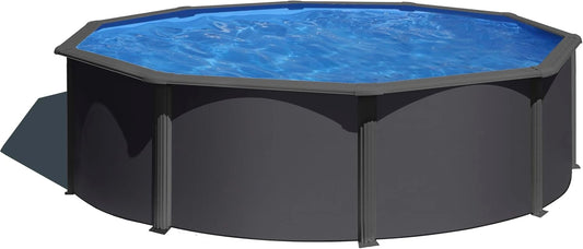 Kit Piscine Hors-Sol Gre 350GY - Structure Ronde en Acier Anthracite, Ø 350x120 cm