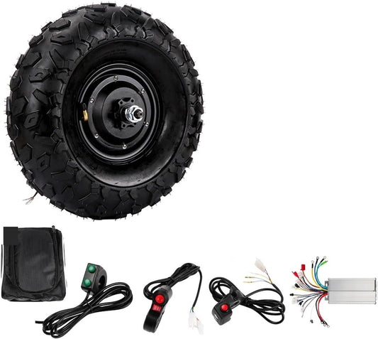 Brouette Électrique Tout-Terrain Puissante avec Moteur Sans Balais, Taille 14,5 Pouces, Options 24V-48V, Puissance jusqu'à 500W