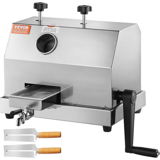 VEVOR Presse à Jus de Canne à Sucre Manuel en Acier Inoxydable 50 kg/h avec 3 Rouleaux pour Usage Domestique et Professionnel