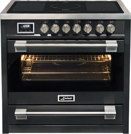 Cuisinière Électrique à Induction 90 cm Kaiser Empire - 5 Zones, Multifonction, Auto-nettoyage, 115L