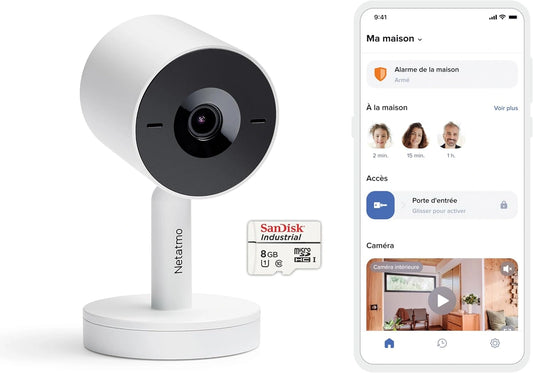 Caméra Intérieure Intelligente Netatmo – 2K HDR, Reconnaissance Faciale, Audio Bidirectionnel, Angle 130°, Zoom 16x, Stockage SD, Blanche