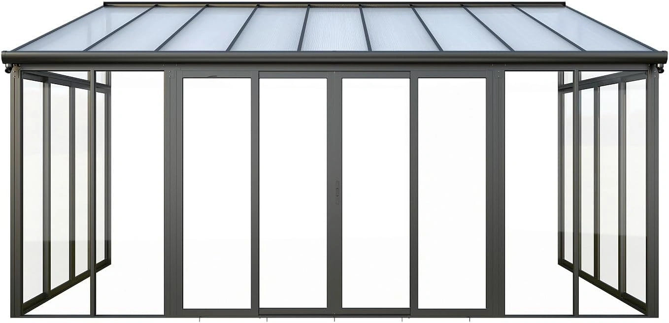 Véranda Aluminium et Polycarbonate UV 16 m² Anthracite - Modèle Mathilda