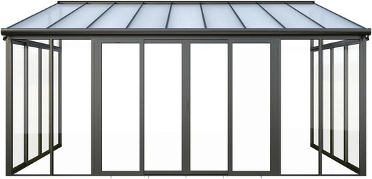 Véranda Aluminium et Polycarbonate UV 16 m² Anthracite - Modèle Mathilda