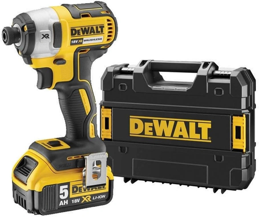 DEWALT - Visseuse à Chocs Sans Fil 18V XR 5Ah – Moteur Brushless – Coffret TSTAK, 2 Batteries et Chargeur Inclus – 3 Vitesses – Mandrin 1/4''