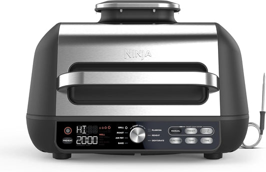 Grill et Friteuse à Air Ninja Foodi MAX PRO 7-en-1, 3,8L, avec Sonde Numérique, Lavable Lave-Vaisselle, Métal/Noir