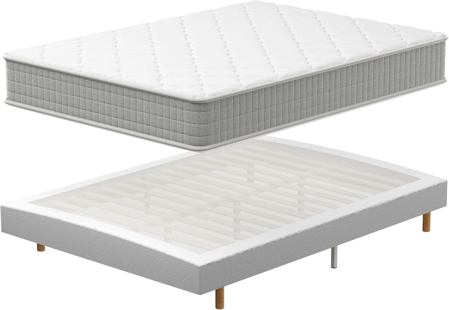 TEENO Lit Double 140x190 cm avec Matelas en Mémoire de Forme et Sommier Tapissier, Confort Optimal et Respirabilité