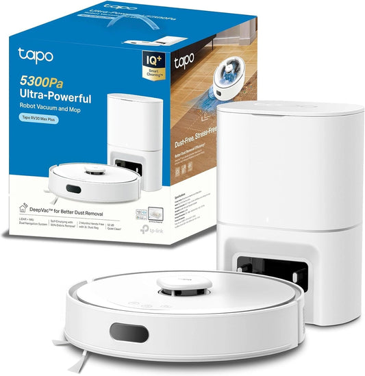 Aspirateur Robot Tapo 4 en 1 Vidange Auto, 5300Pa Puissant, Navigation LiDAR