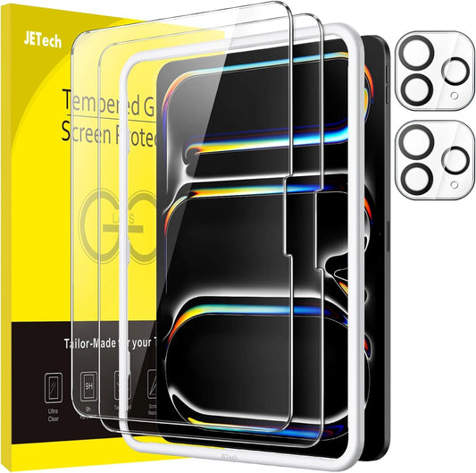 JETech Film Protecteur pour iPad Pro 13" (2025/2024) avec Verre Trempé et Protection de Caméra, Installation Facile, Anti-Rayures, Lot de 2