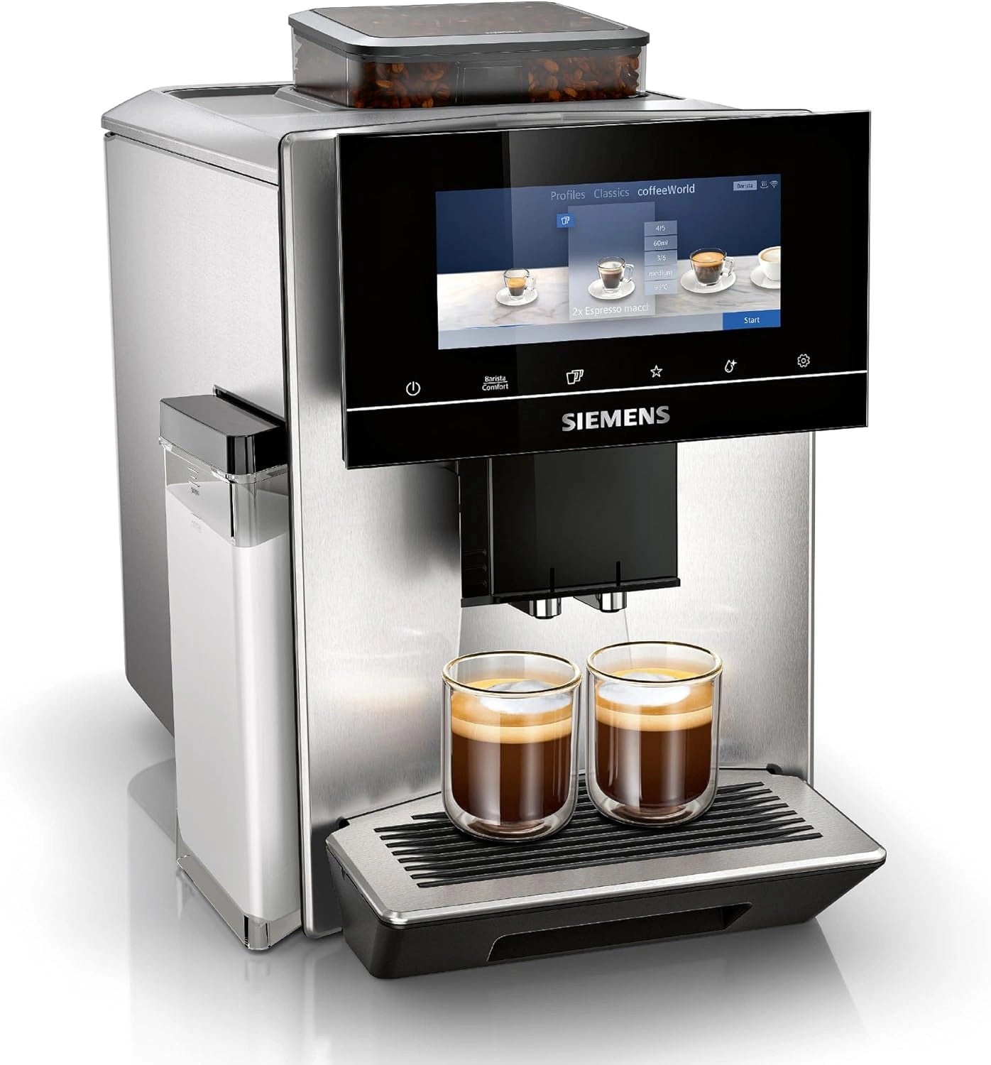 SIEMENS Machine à Café Automatique EQ900, Mode Barista, Moulin eGrinder, Écran Tactile 6,8 pouces, Connectivité Home, Acier Inoxydable