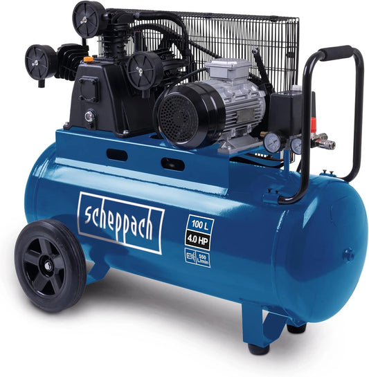 Compresseur d'air Scheppach HC550TC, 100L, 10 bar, 550L/min, 400V, 3000W, Tri-cylindres