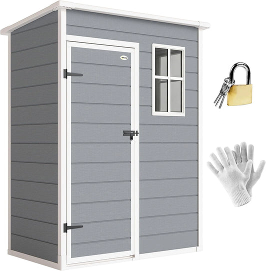 Abri de Jardin Outsunny 1,14 m² avec Porte Sécurisée et Aération, Fenêtre - 151 x 92 x 193 cm - Plastique Gris