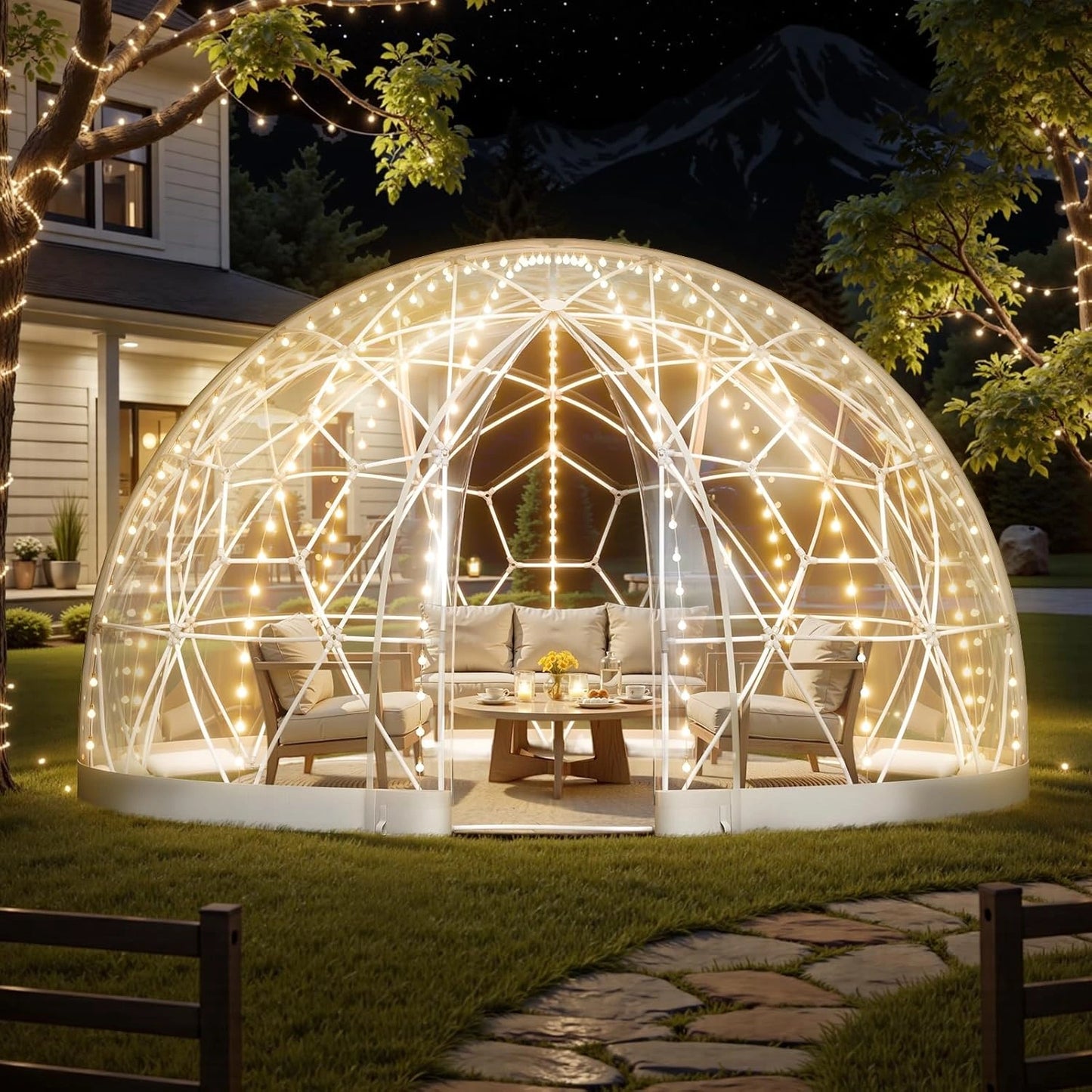 Dôme Igloo Transparent VEVOR 3,6x2,2m pour 4-7 Personnes, Idéal pour Jardin et Événements