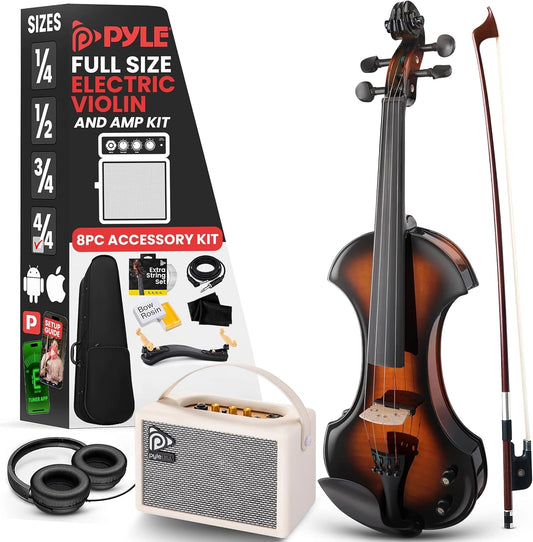 Violon Électronique Silencieux 4/4 pour Adulte avec Amplificateur 10W et Accessoires - Instrument Orchestral en Bois Massif