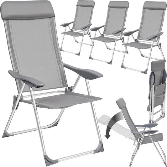 Lot de 4 Chaises de Jardin Pliantes en Aluminium avec Accoudoirs - Confort Extérieur Terrasse