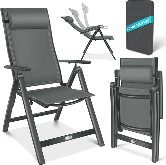 Ensemble de 6 Chaises de Jardin Réglables en Aluminium avec Coussin - Anthracite