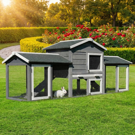 Clapier XXL pour Lapins MyAnimal avec Enclos, Résistant à l'Hiver